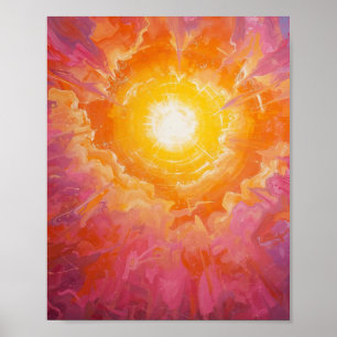 Radiant Sun Surrounding Swirling Clouds Poster