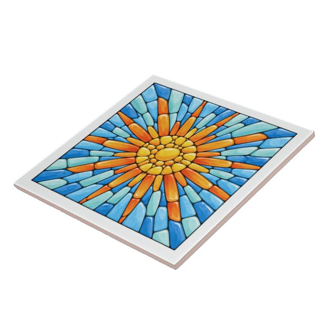 Radiant Sunburst Ceramic Tile (Side)