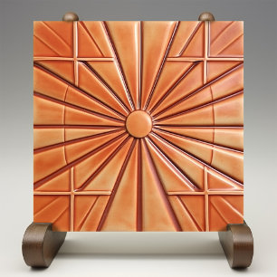 Radiant Sunburst Warm Terracotta Ceramic Tile
