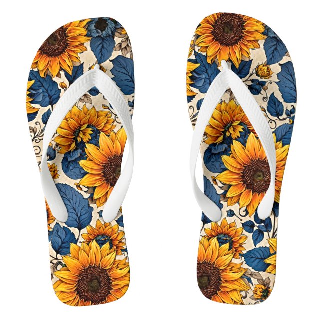 Radiant Sunflower Bliss-Step into Vibrant Comfort Thongs (Footbed)