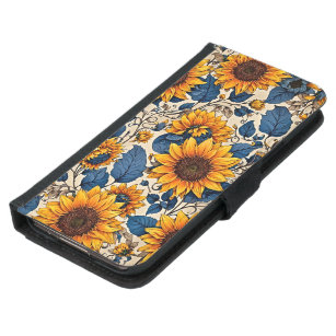 Radiant Sunflower Dreams: Embrace Convenience Samsung Galaxy S5 Wallet Case