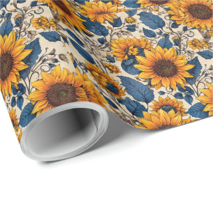 Radiant Sunflower Pattern Wrapping Paper