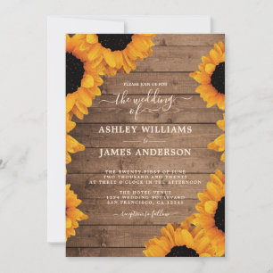Radiant Sunflower Rustic Wedding Invitation