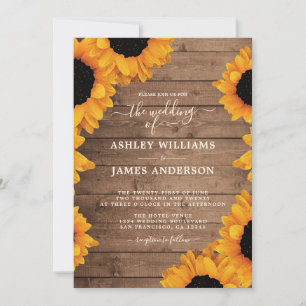 Radiant Sunflower Rustic Wedding Invitation