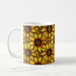 Radiant Sunflower Stained Glass Coffee Mug