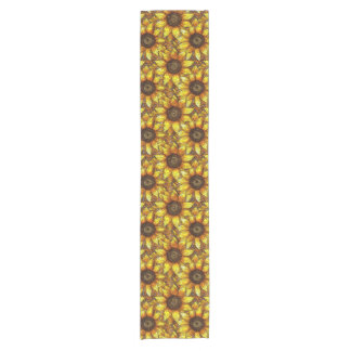 Radiant Sunflower Stained Glass Short Table Runner