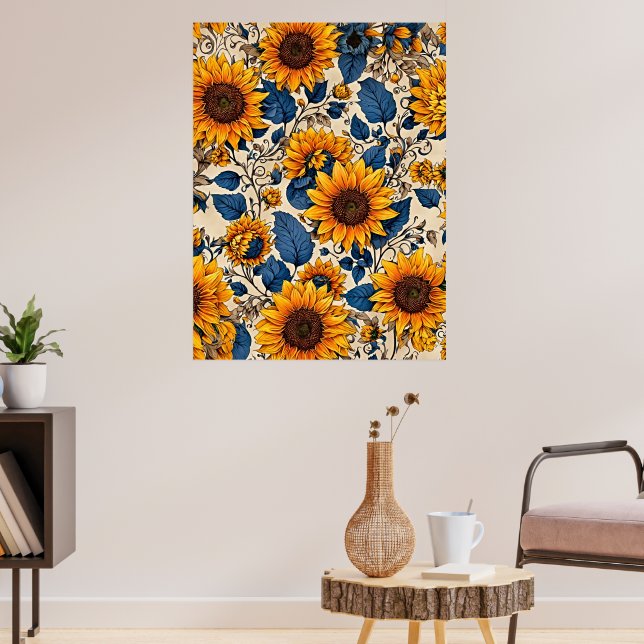 Radiant Sunflowers: A Symphony of Colourful Joy Poster (Living Room 3)