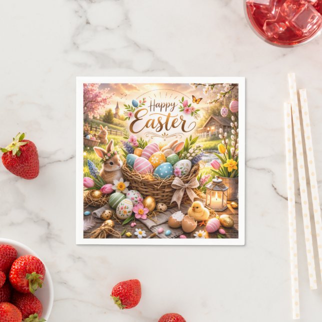 Radiant Sunrise Happy Easter Napkin (Insitu)