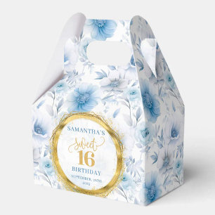 Radiant Sweet Sixteen Boho Blue Gold Sparkle Box