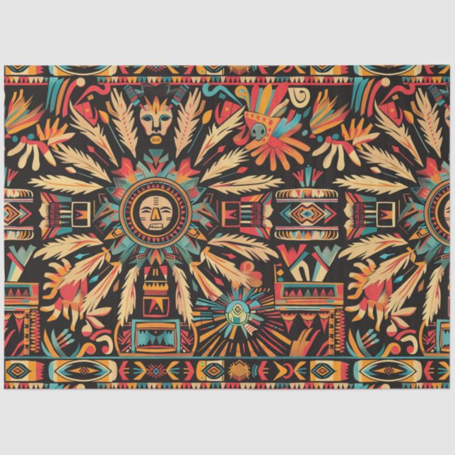 Radiant Teal "Aztec Dream" Luxe Tissue Paper (Front)