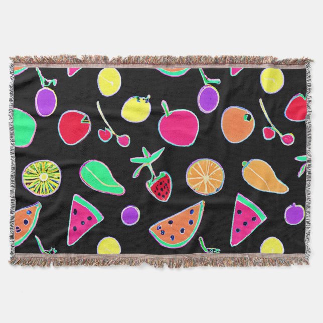 Radiant Tropic Neon Magic Throw Blanket (Front)