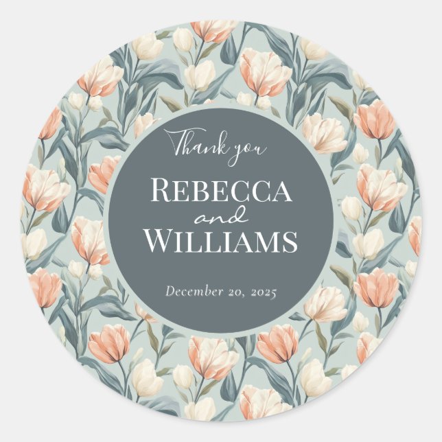 Radiant Tulip Fan Wedding Sticker (Front)