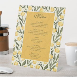 Radiant Tulip Themed Barn Wedding Menu Pedestal Sign