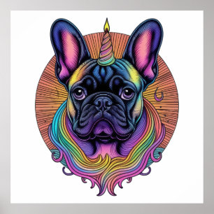 Radiant Unicorn Bulldog Poster