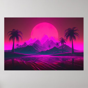 Radiant Utopia: Synthwave Bliss Poster