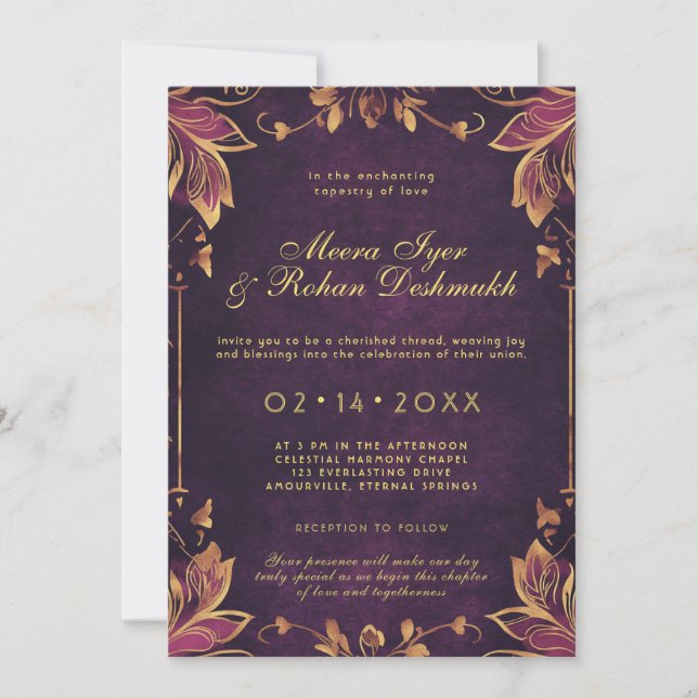 Radiant Vows: The Royal Blossom  Invitation (Front)