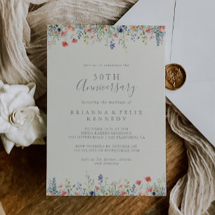 Radiant Wildflower 50th Wedding Anniversary Invitation