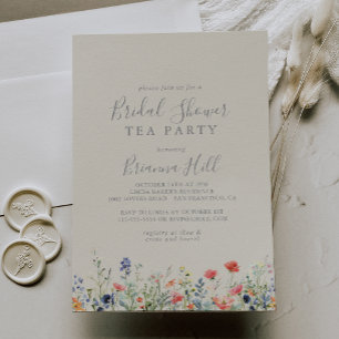 Radiant Wildflower Bridal Shower Tea Party Invitation