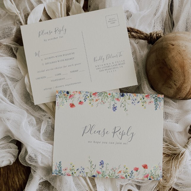 Radiant Wildflower Menu Choice RSVP Postcard (Creator Uploaded)