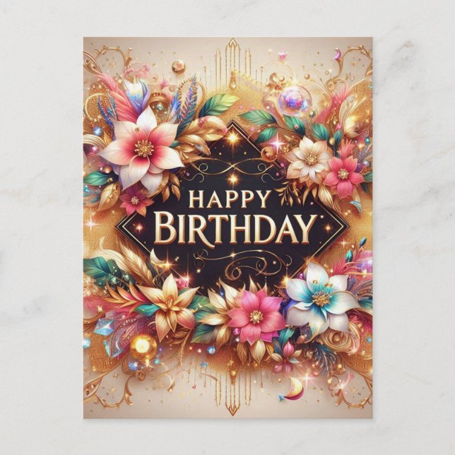 Radiant Wishes: Beautiful Birthday Card  (Front)