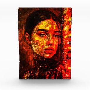 Radiant Woman Oil Painting Photo Block