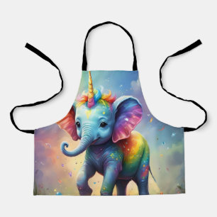Radiant Wonders: The Rainbow Baby Unicorn Elephant Apron