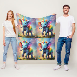 Radiant Wonders: The Rainbow Baby Unicorn Elephant Fleece Blanket