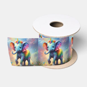 Radiant Wonders: The Rainbow Baby Unicorn Elephant Satin Ribbon