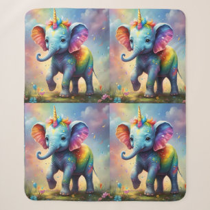Radiant Wonders: The Rainbow Baby Unicorn Elephant Sherpa Blanket