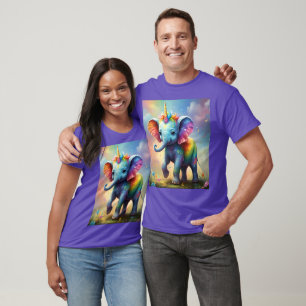 Radiant Wonders: The Rainbow Baby Unicorn Elephant T-Shirt