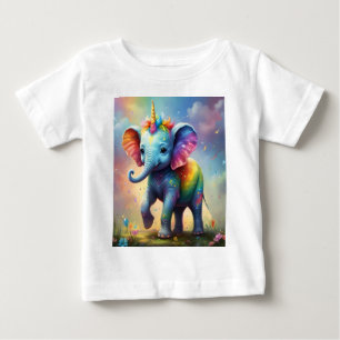 Radiant Wonders: The Rainbow Baby Unicorn Elephant T-Shirt