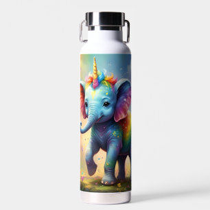 Radiant Wonders: The Rainbow Baby Unicorn Elephant Water Bottle
