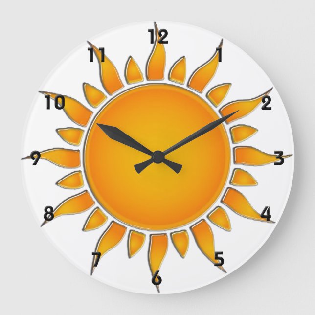 Radiant Yellow and Orange Summer Sun Large Clock (Front)