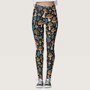 Radiate Confidence with Bioluminescent Mushrooms Leggings