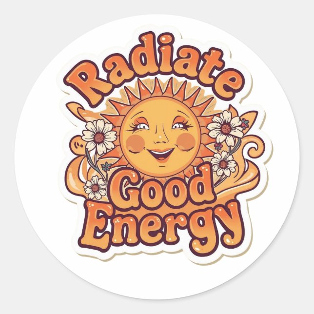 Radiate Good Energy Retro Sun Sticker  (Front)
