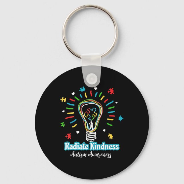 Radiate Kindness Lightbulb Autism Awareness Teache Key Ring (Front)