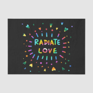 Radiate Love Colourful Rainbow Painting on Black Tissue Paper