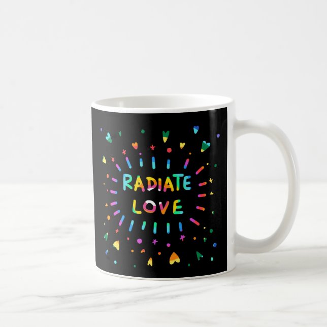 Radiate Love Happy Colourful Rainbow Heart Paintin Coffee Mug (Right)