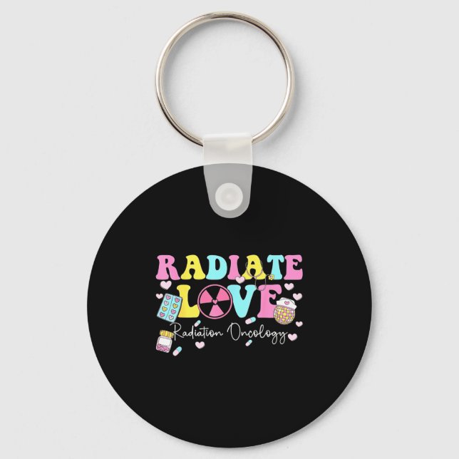 Radiate Love Radiation Oncology Valentine's Day Ra Key Ring (Front)