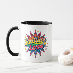 Radiate Love Retro Design – Positive Vibes  Mug