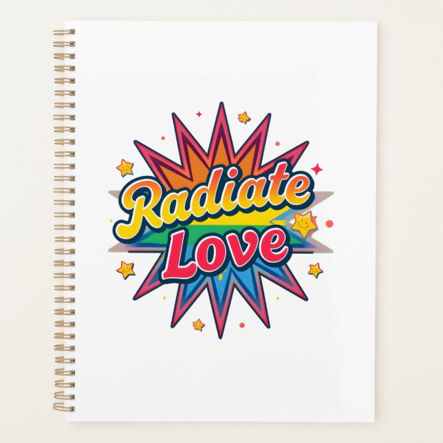 Radiate Love Retro Design – Positive Vibes  Planner (Front)