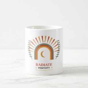 Radiate Positivity Boho Celestial Sun Moon Botanic Coffee Mug