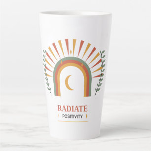 Radiate Positivity Boho Celestial Sun Moon Botanic Latte Mug
