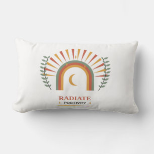 Radiate Positivity Boho Celestial Sun Moon Botanic Lumbar Cushion
