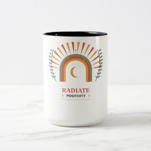 Radiate Positivity Boho Celestial Sun Moon Botanic Two-Tone Coffee Mug