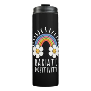 Radiate Positivity Colorful Rainbow and Flowers Thermal Tumbler