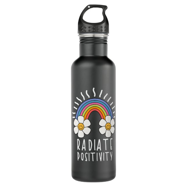 Radiate Positivity | Colourful Rainbow and Flowers 710 Ml Water Bottle (Front)
