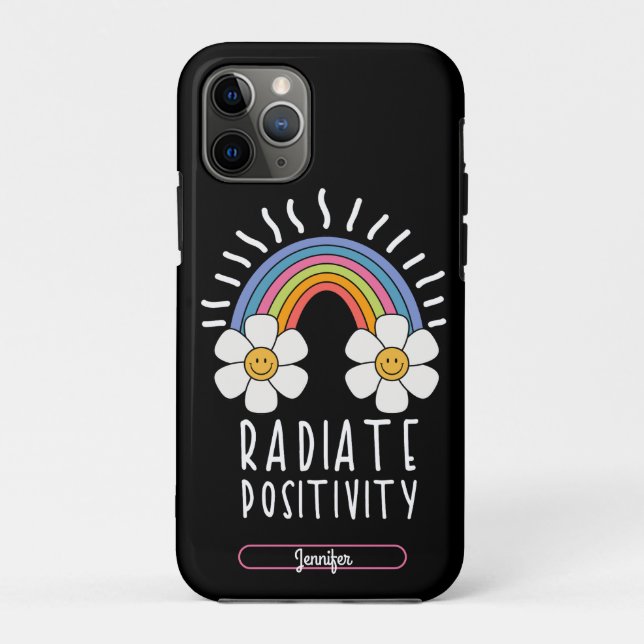 Radiate Positivity | Colourful Rainbow and Flowers Case-Mate iPhone Case (Back)
