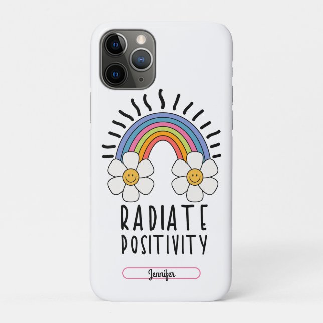Radiate Positivity | Colourful Rainbow and Flowers Case-Mate iPhone Case (Back)