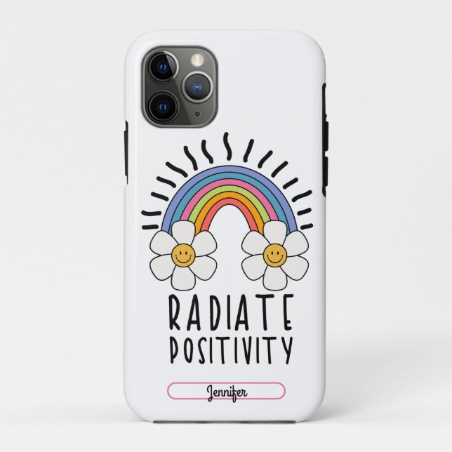 Radiate Positivity | Colourful Rainbow and Flowers Case-Mate iPhone Case (Back)